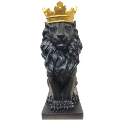 Royal Crown Resin Stone Lion Statue Figurine Animal King Furnishings Crafts