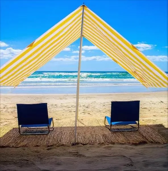 Pop Up Beach Tent Beach Sun Shade with Sandbag Anchors and Pegs UPF 50+ Light Beach Sun Shelter Canopy