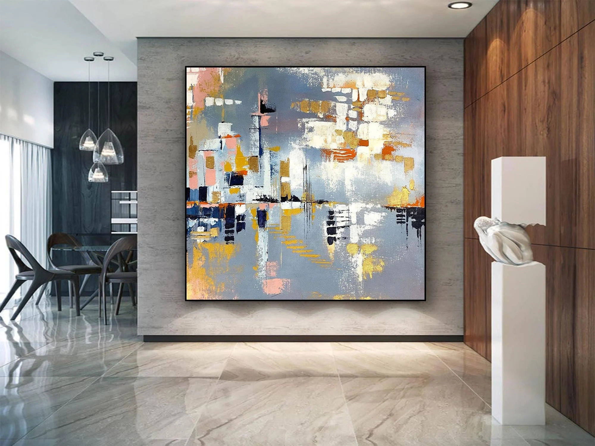 Modern Wall paintings Art Handmade Abstract Gold Foil Oil Painting on Canvas
