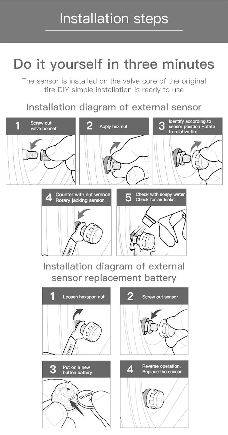 Motorcycle Tire Pressure Monitoring System USB Rechargeable Waterproof Shockproof Two Wheel Wireless Motorbike TPMS
