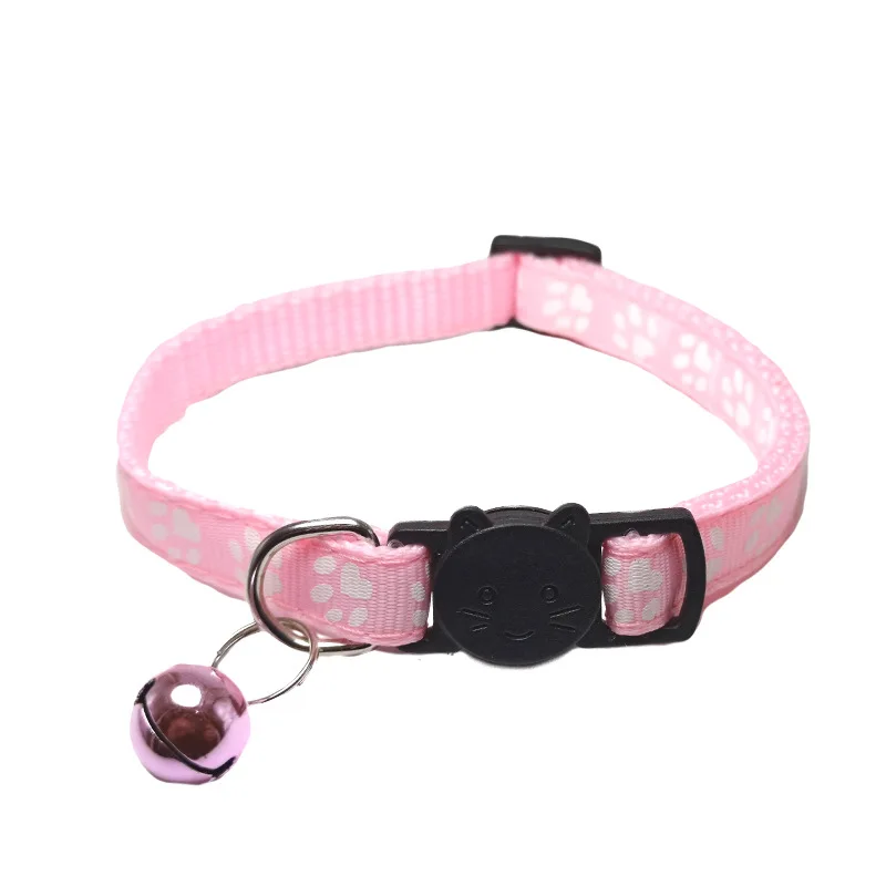 Pet Collar Ring Cat Buckle Paw Prints Polypropylene Fiber Adjustable Cat Puppy with Bell