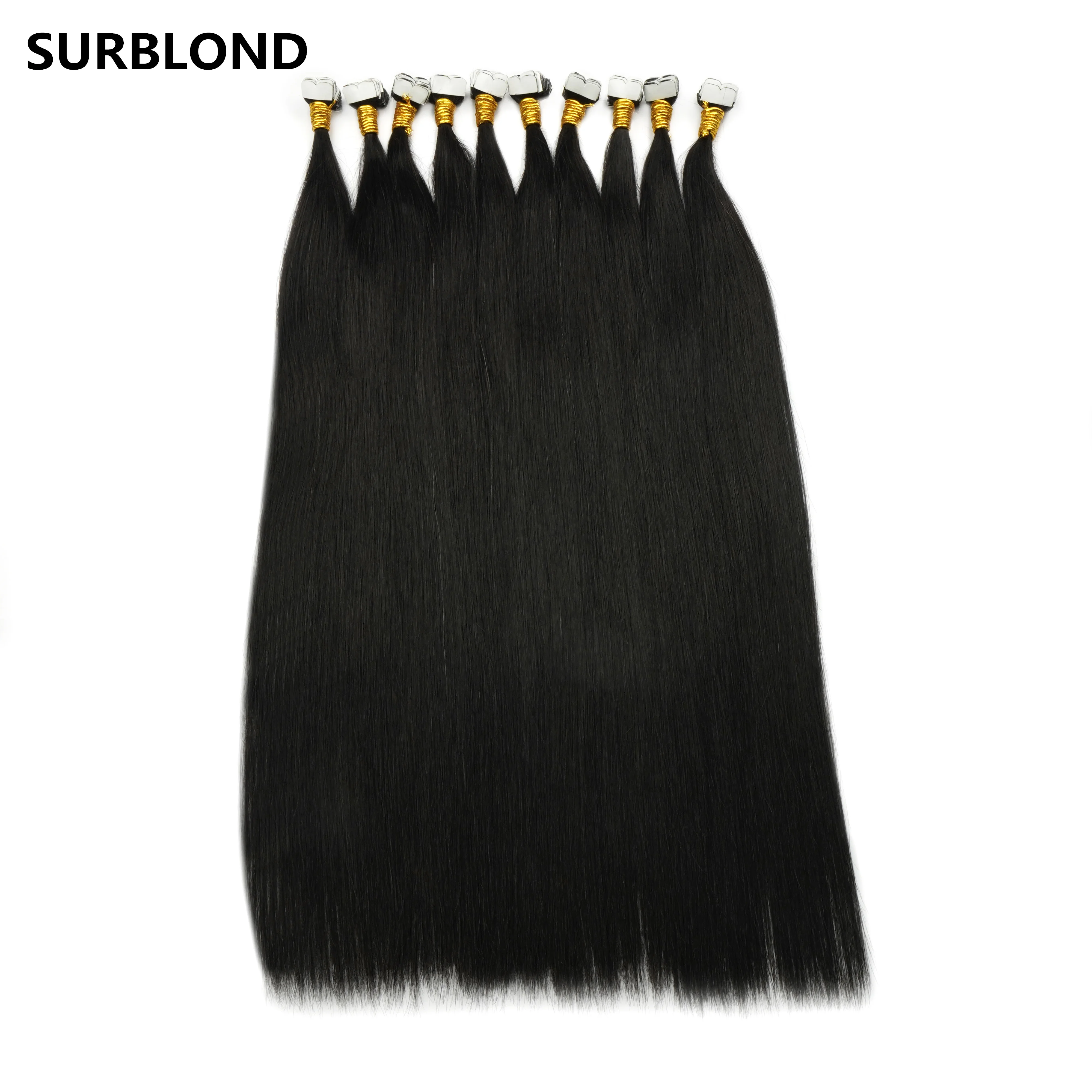 Thick ends 100% Russian human hair virgin cuticle aligned double drawn remy hair 12A mini tape in