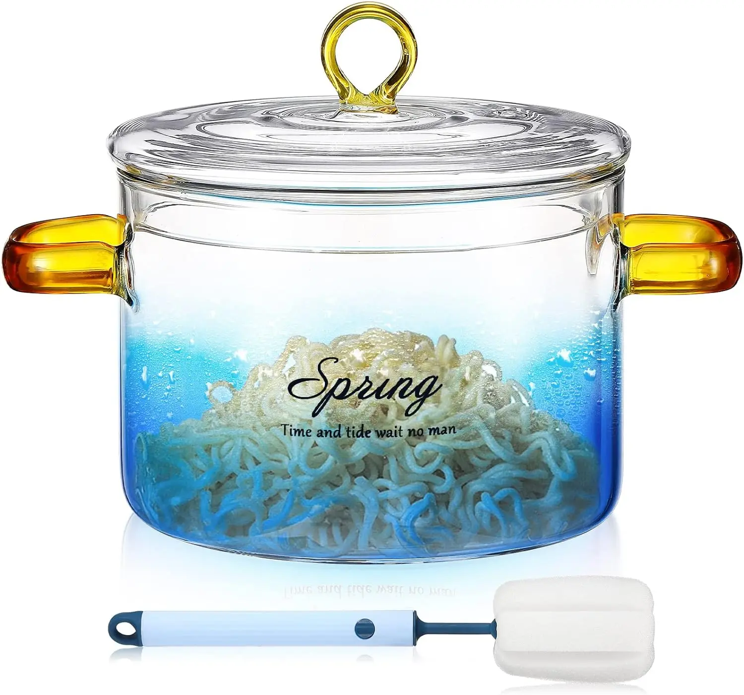 Factory direct sale high borosilicate glass double ears glass soup pot gradient ramp heat resistant glass cooking pot set