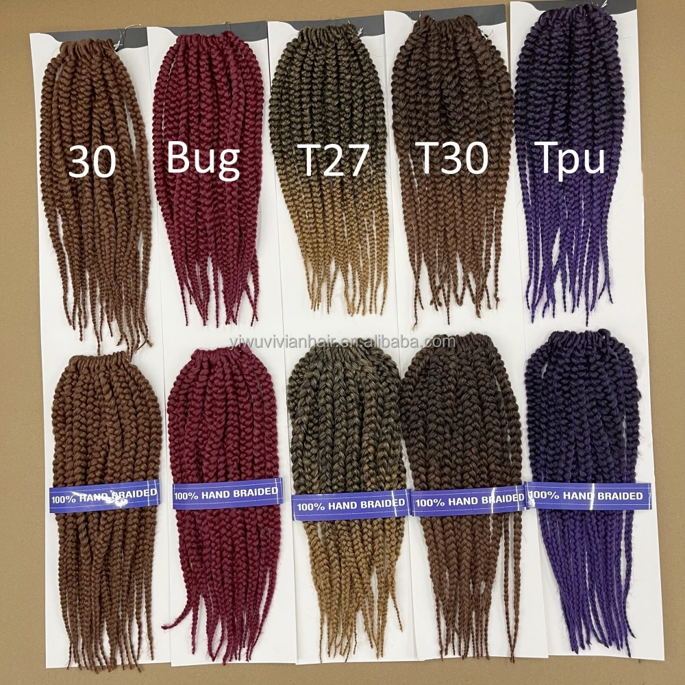 Wholesale bulk 12inch 2x box braids braiding hair 15/strands 100% handmade kanekalons fiber crochet braids Havana dreadlocks