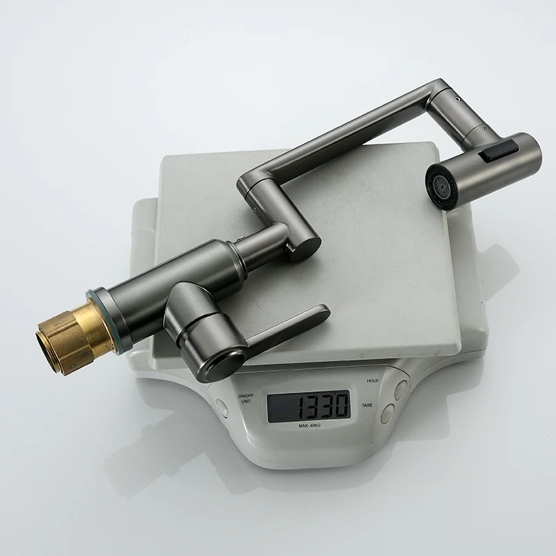 New Design Brushed Nickel Bathroom Faucet 360 Degree Pull Out Sprayer Basin Mixer Water Tap for Bathroom Washbasin