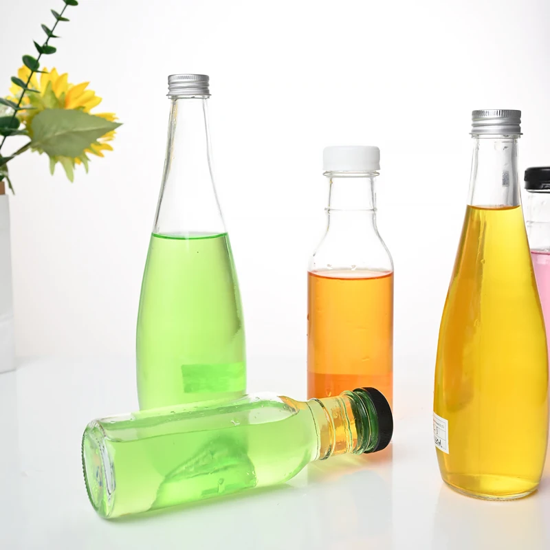 Custom Clear 330 Ml 500 Ml Long Neck Tall Slim Coffee Milk Alcoholic Beverage Juice Glass Bottles with Aluminum Screw Cap