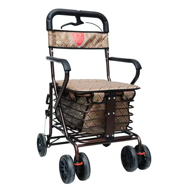 Senior Walker With Shopping Basket With Senior Outdoor Shopping Cart