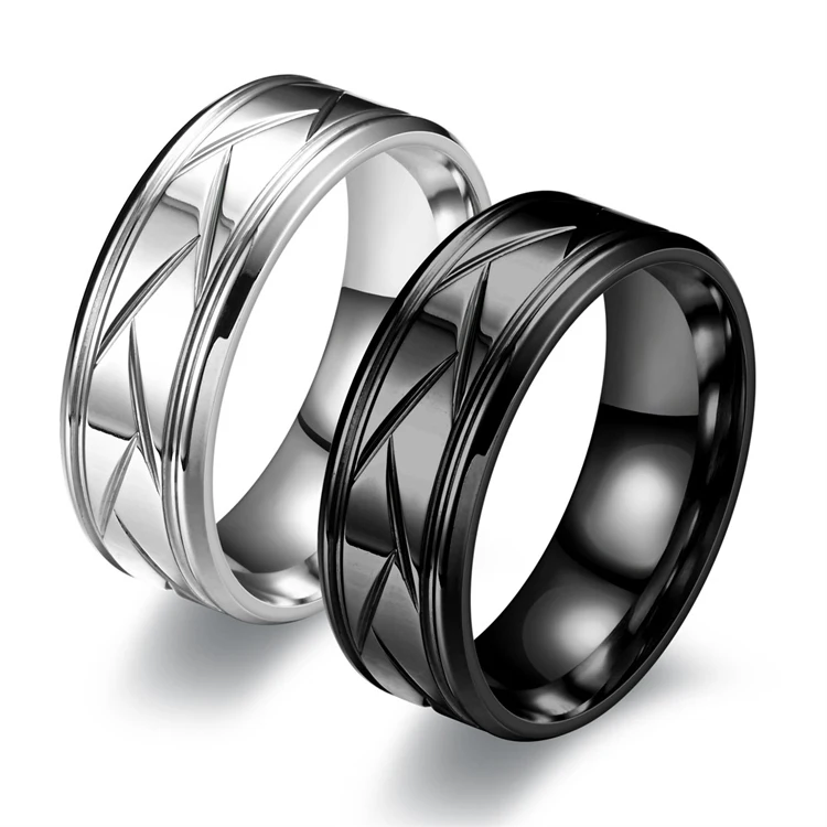 2023 New Mixed Wholesale Stainless Steel Ring for Men and Women Universal Couple Stripe Star Moon Rotating Ring