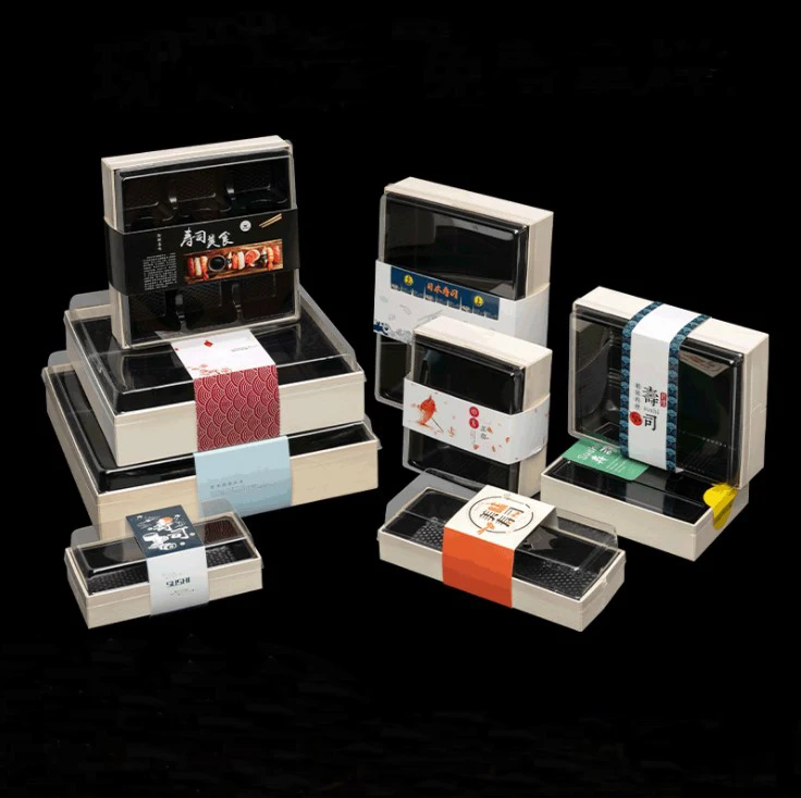 Disposable sushi packaging box Japanese bento wooden takeaway packaging box sample