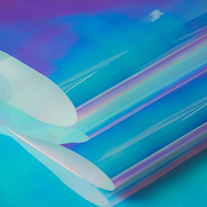 Qingyi High elastic holographic htv rolls metallic film hologram chameleon rainbow heat transfer vinyl for t-shirt