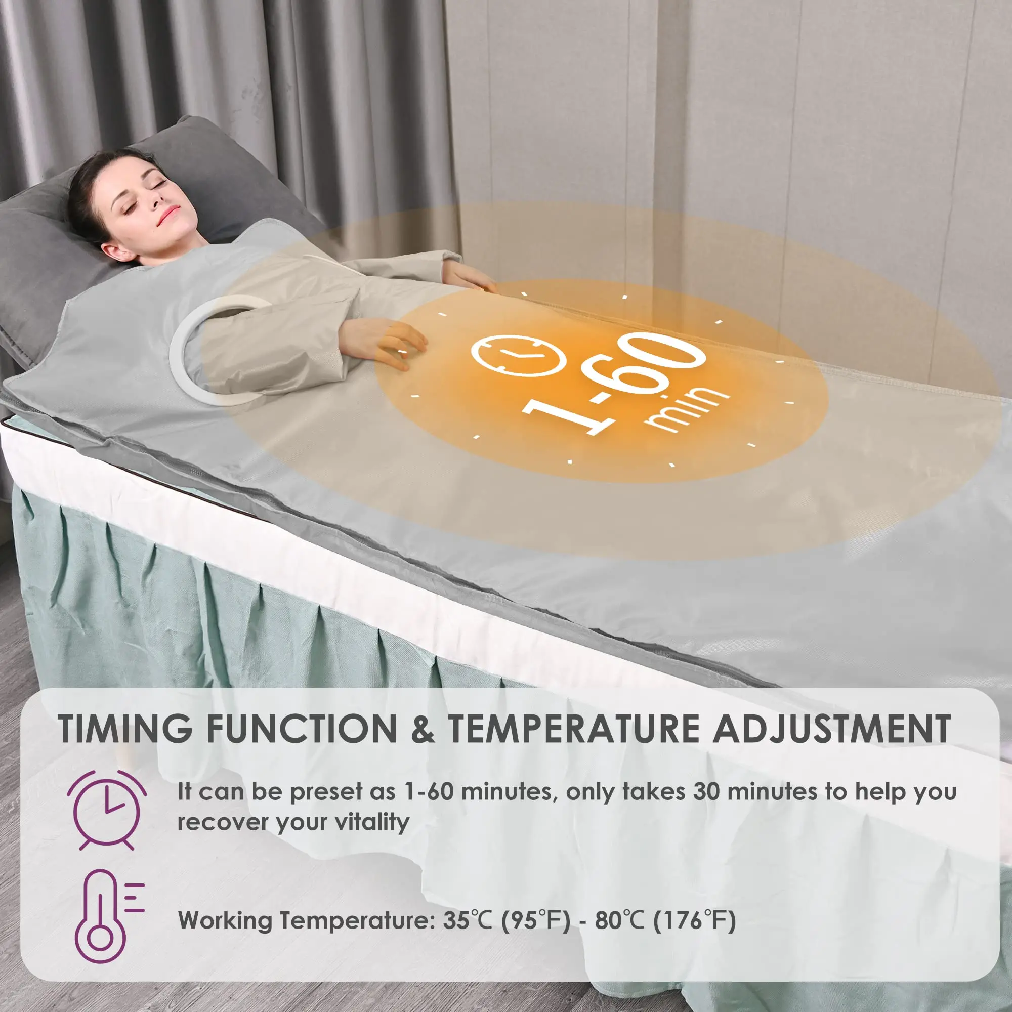 Infrared Sauna Blanket for Detoxification Far Infrared Sauna Blanket Portable Sauna Blanket for Home Weight Loss and Detox