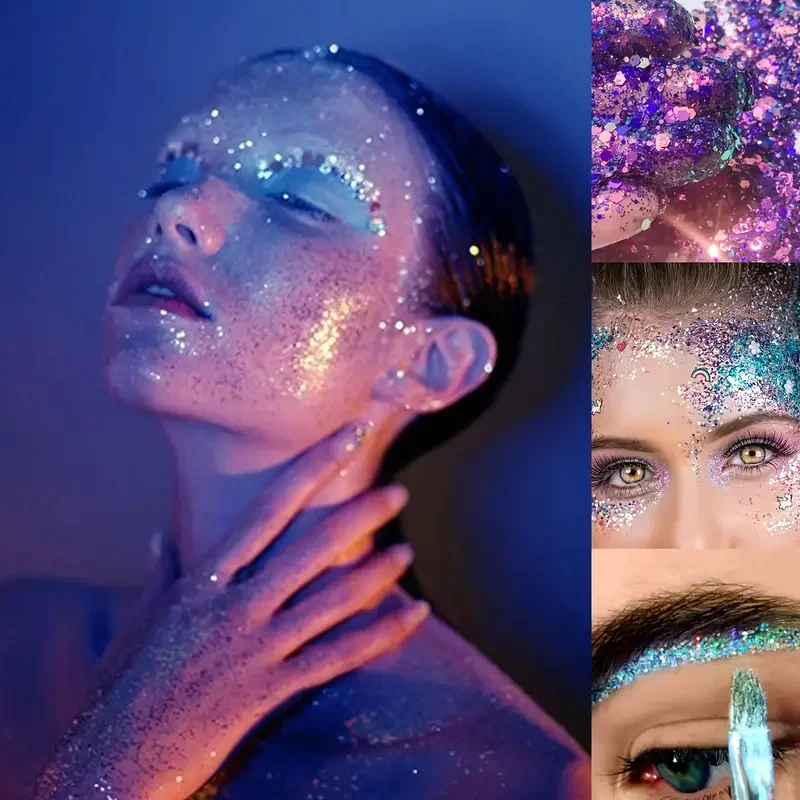 Wholesale 15ml Single Pot Private Logo Makeup Chameleon Glitter Gel Face Hair Nail Eye Body Art Liquid Glitter Gel