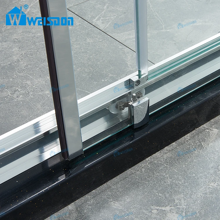 Weisdon 5 Years Warranty Custom Bathroom Tempered Glass Framed Aluminum Sliding Door Shower Room
