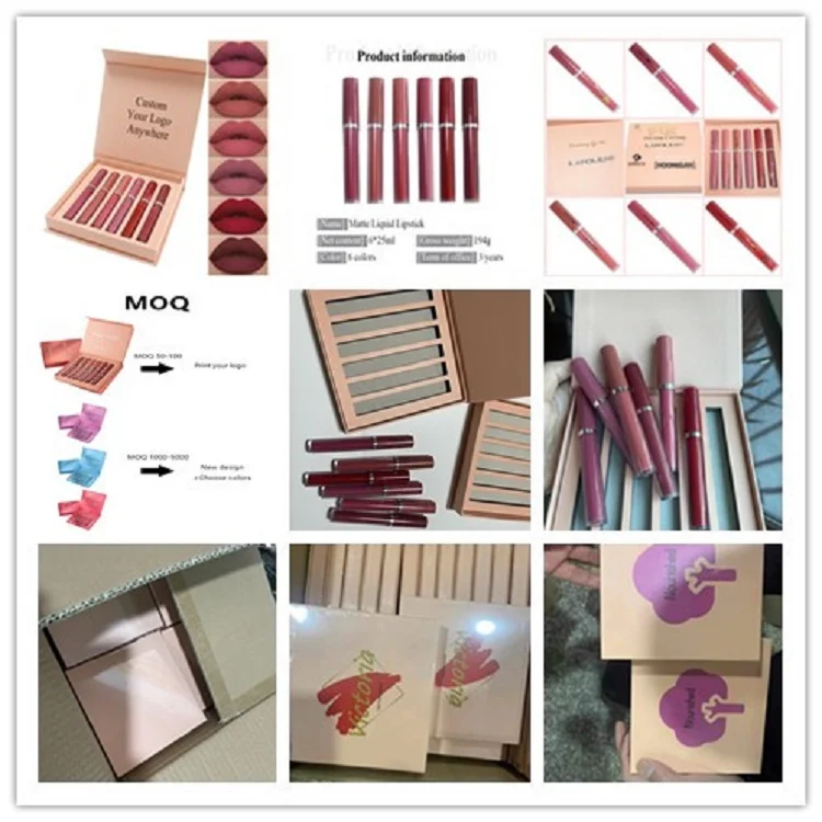 Lip Tint Non-Stick Makeup Custom Logo Lipgloss Set Long Lasting Matte Lip Gloss Private Label Liquid Lipstick Set