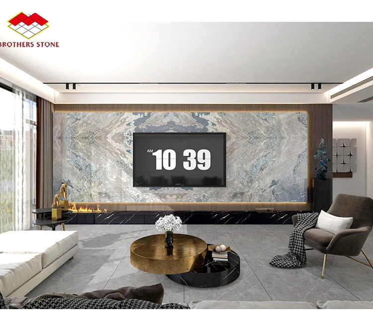 Luxury Fantasy Gold Sand Marble Italy Blue Gold Sand Marble Slab Natural Blue Marble Stone for Bathroom Vanity Wall Cladding