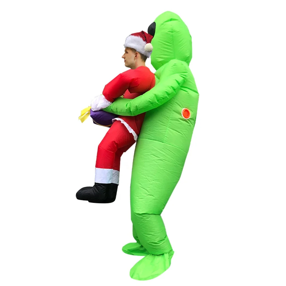  Хэллоуин надувной зеленый alien hug sant claus Костюм удар ET косплей для взрослых