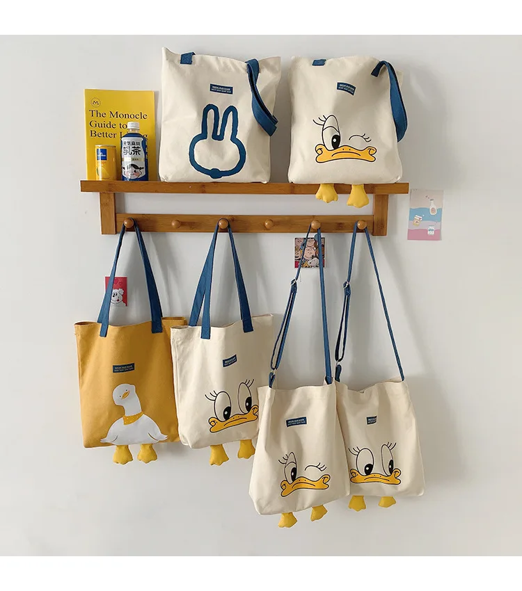 2022 Natural Cute Aesthetic Canvas Graphic Tote Bags  with Inner Pockets Small Fresh Canvas Bag  Printing Pattern