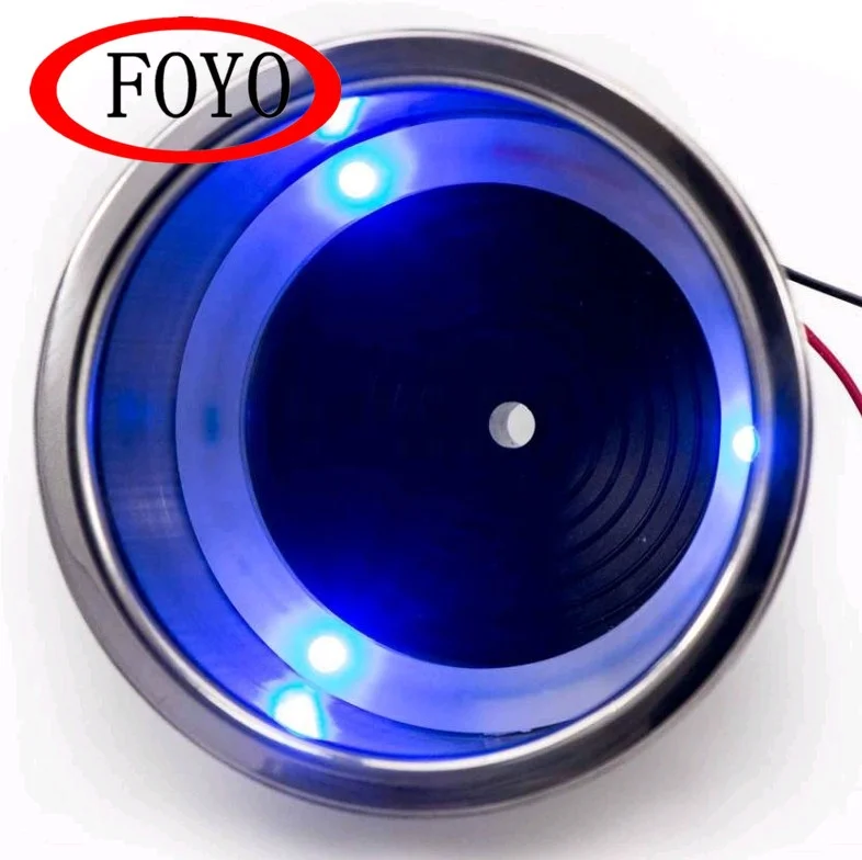 Foyo New Arrival Discount Stainless Steel Blue 3 Led Cup Drink Holder with Drain Marine Boat Yacht Camper