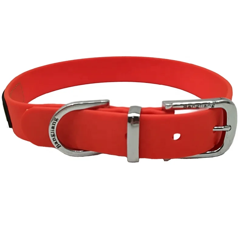 Оптовая продажа, персонализированные модные толстые большие водонепроницаемые Роскошные Силиконовые Резиновые ошейники для собак с металлической пряжкой