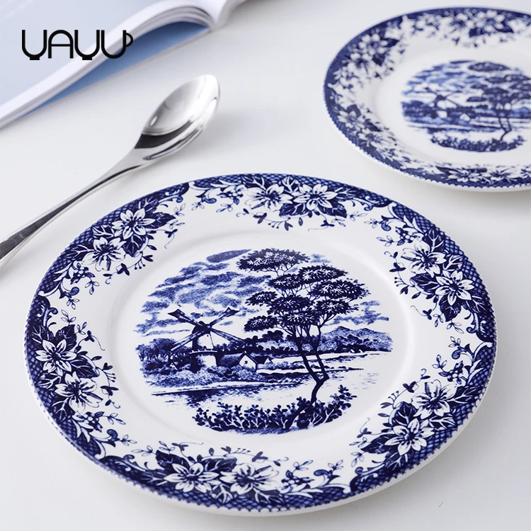China Suppliers Customized Restaurant Home Serving Dish Turkish Arabian Decal Plate Porcelain Plate Set