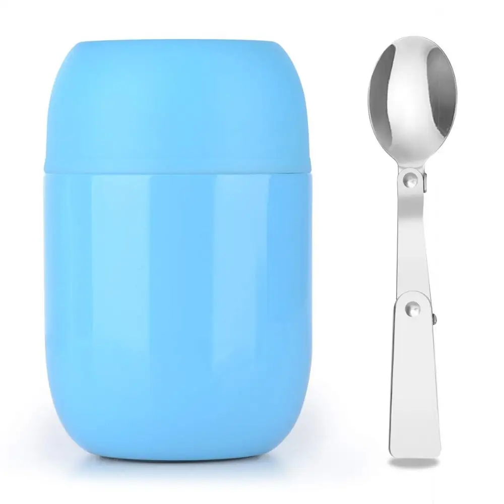 16 oz Thermos Kids Food Jar Stainless Vacuum Insulated Lunch Box for Adult Kids with Folding Spoon Wide Mouth Soup Container