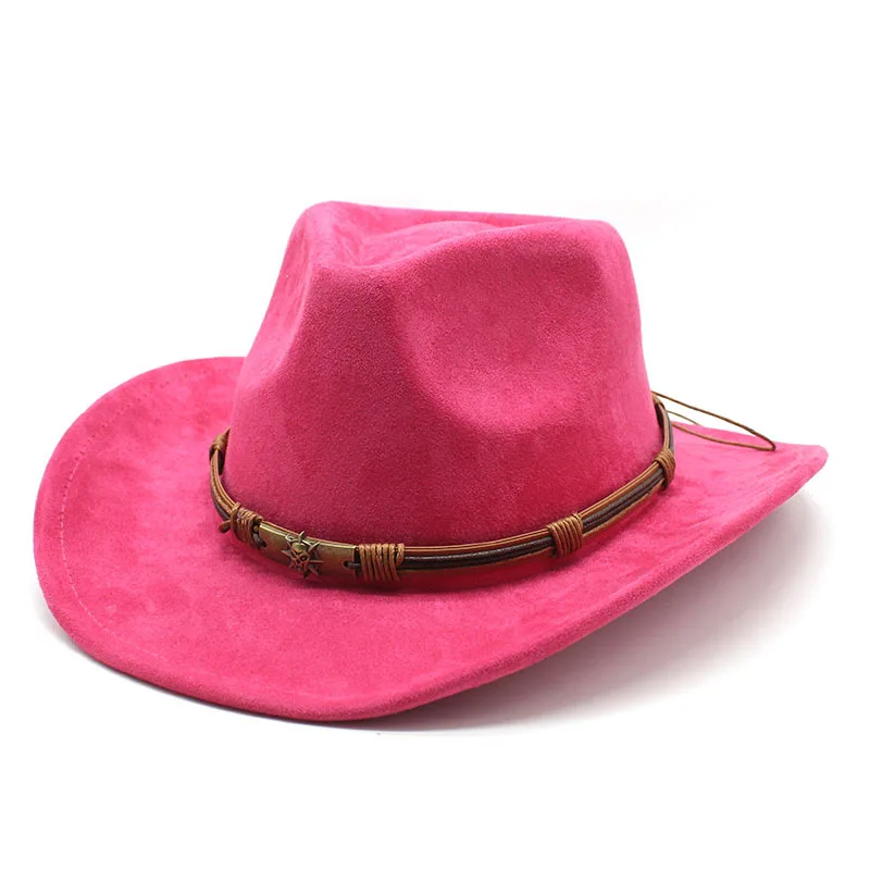Hot Pink Suede Cowboy Hat Adult Crazy Suede Western Leather Cowgirl Hats Bride To Be Groom To Be Hat