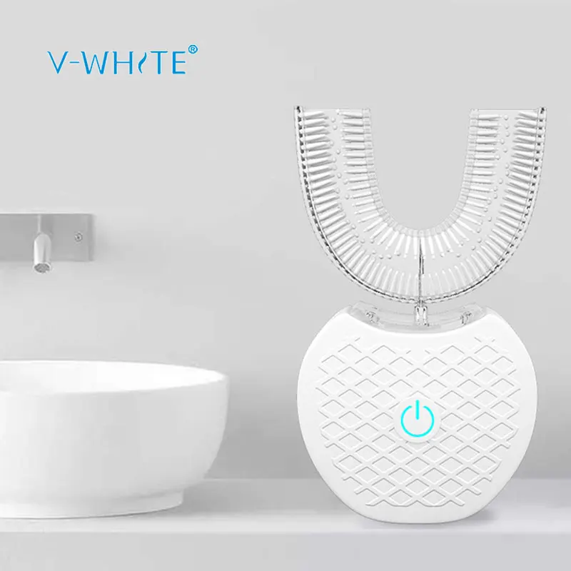  Оригинальная Заводская автоматическая зубная щетка V-White 360 градусов перезаряжаемая отбеливающая с красной жвачкой массажная для