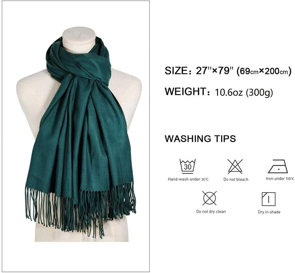 2020 новый модный 300 г чистый цвет зеленый китайский дешевый рекламный шарф кашемировый акриловый шарф