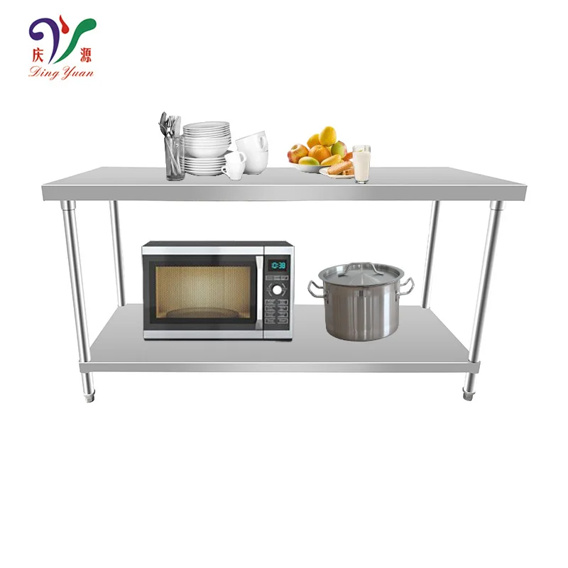 oem custom professional commercial kitchen prep worktable rectangle 304 stainless steel work table with over shelf