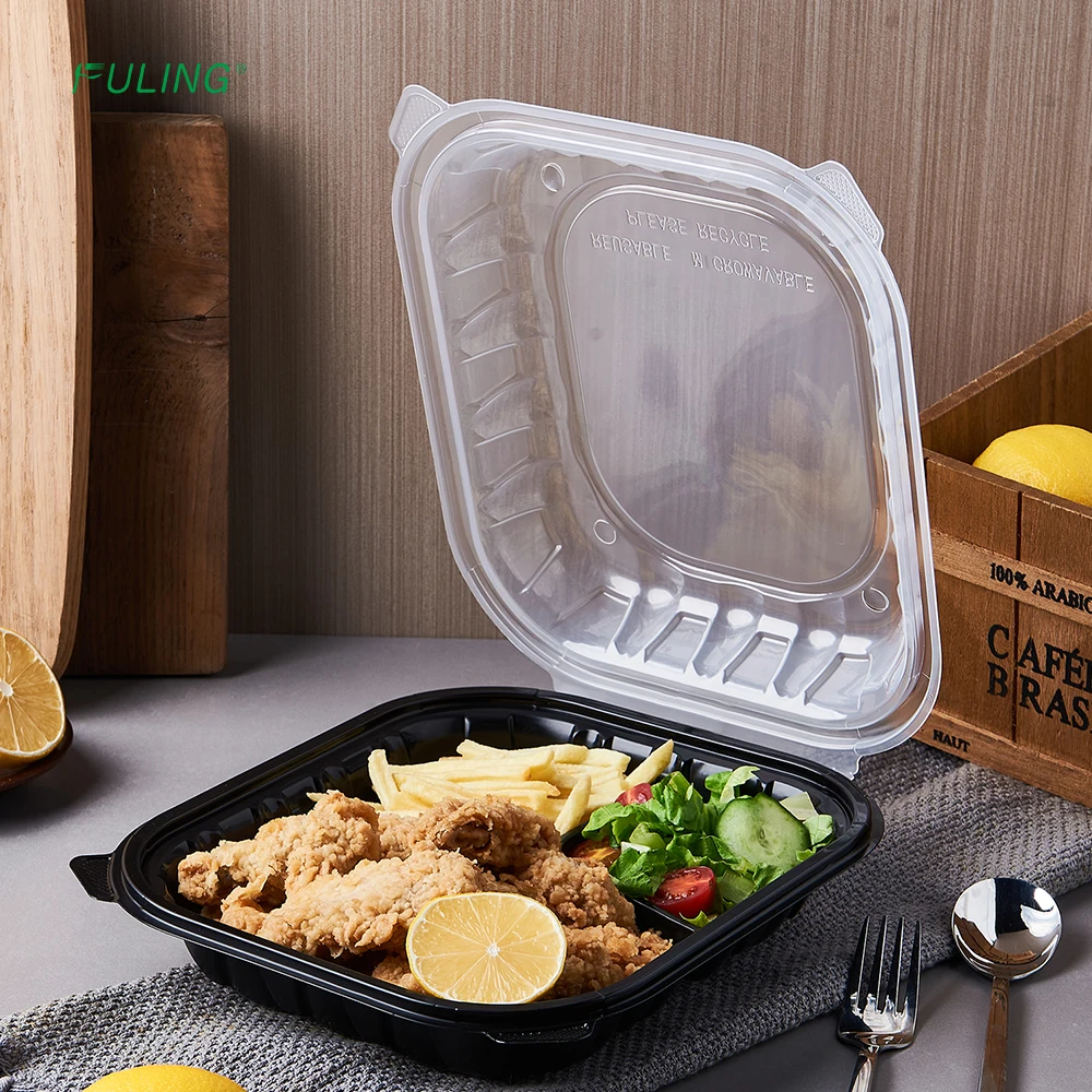 Fuling Disposable Hinged Container Eco Microwave Plastic Transparent Clamshell Take Out Food Box