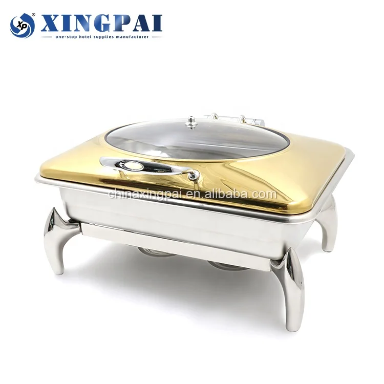 XINGPAI Deluxe Подогреватели для еды буфетное блюдо круглая посуда латунные и золотые блюда жарки с видимой