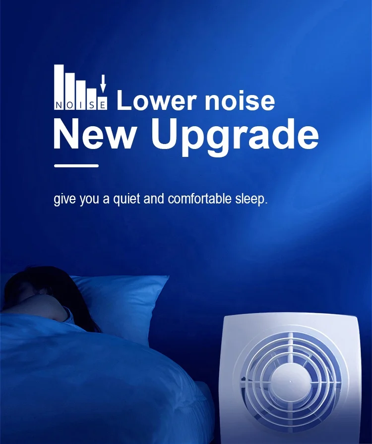 Unique4' high airflow ultra thin front panel and insect screen wall exhaust fan HGA-100B with LED light