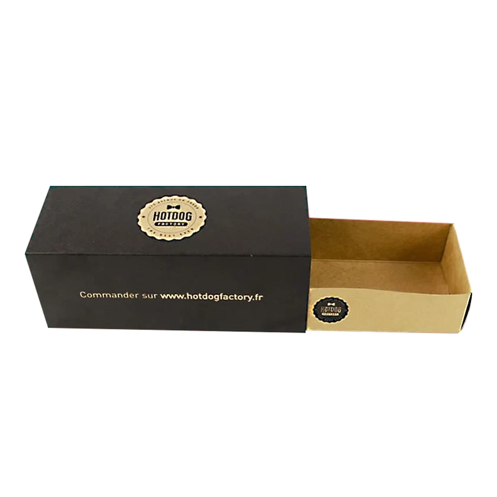 Disposal Custom Printed Hot Dog Box Fast Food Container Package Takeaway Kraft Paper Boxes For Snack Burger Sandwich