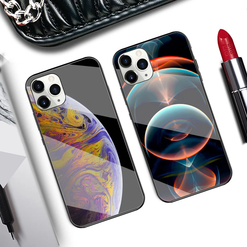  For iPhone 12 11 Pro Max XS XR Case Custom Printing Tempered Glass Hard Phone Earth Planet Back