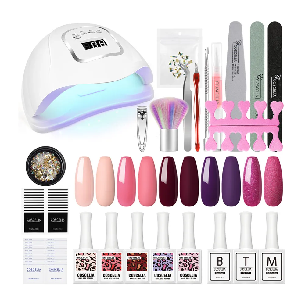 New Color New Arrival 15ml Nail Polish Kit Matte Top Coat UV LED Lamp UV Gel Paint Nail Art Set Salon Tools Full Kit Manicure Nails