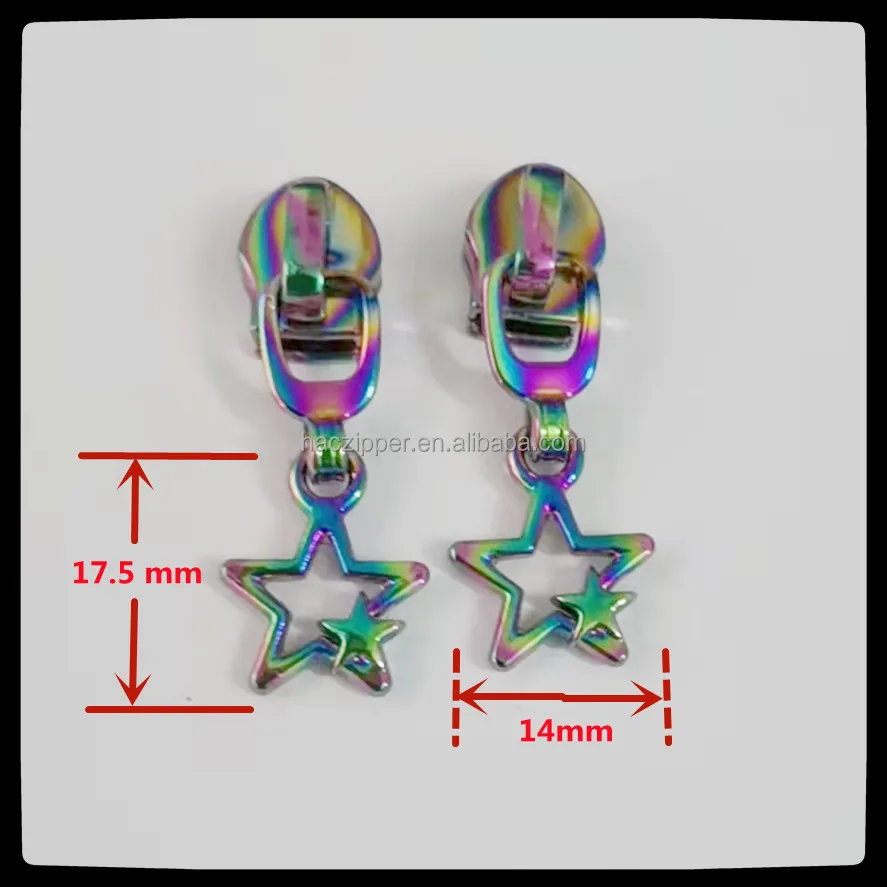 H1051 double star rainbow nylon zipper pull