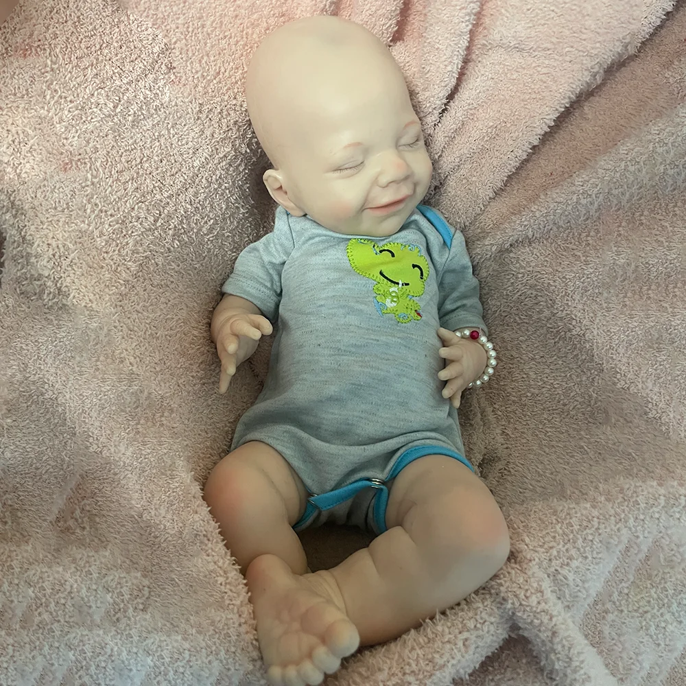 Smily D Type Soft 17.5 Inch 44Cm Full Solid Silicone Sleepy Closed Eyes Reborn Baby Girl For Small Kids Toy 2.8Kg 6.1Lbs Weight