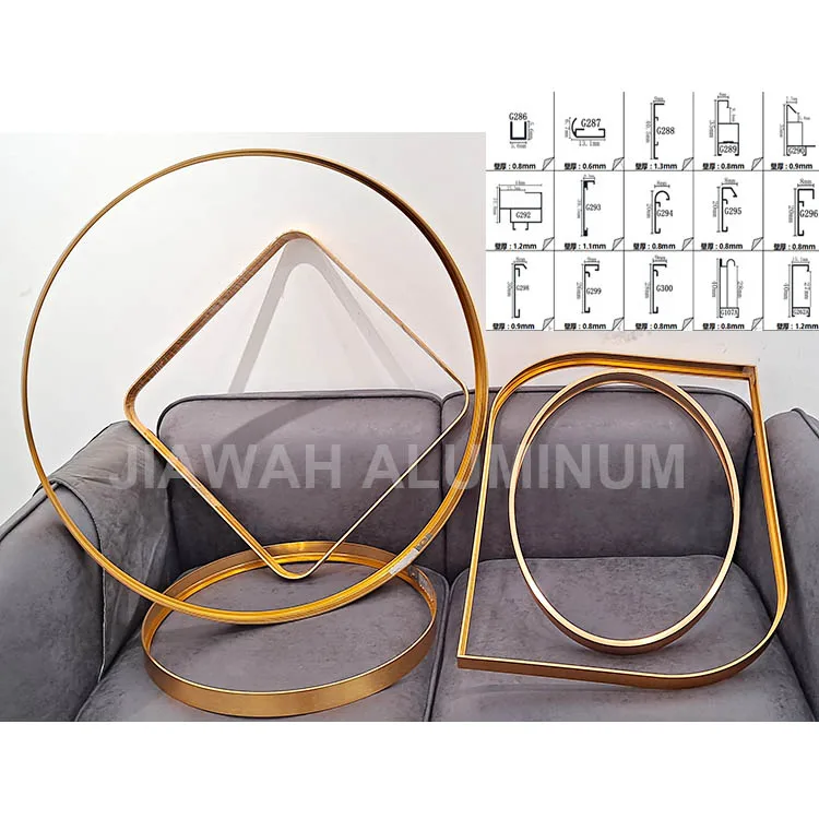 Rose gold black brushing anodized aluminium frame mirror , aluminum frame for mirror , living room mirror frame aluminum profile