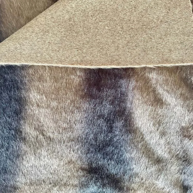 Stripe Natural Color Polyester Plush Bicolor Black Raccoon Brown Fluffy Stretch Faux Fur Fabric