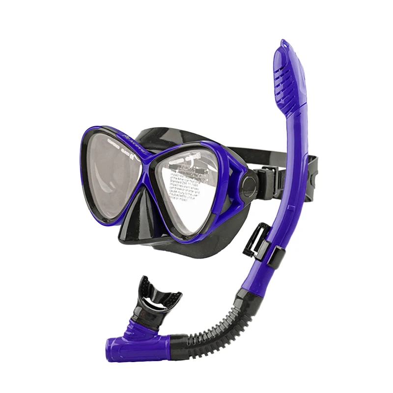Profional Anti-Splash Silicone Snorkeling and Scuba Diving Goggles for Adults Dry Top Snorkel Mask Set for Swimming