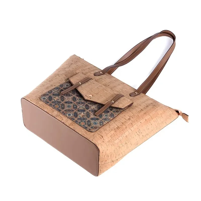 Travel Classic Design PU Wood Vintage Pattern Print Large Capacity Ladies Gift Cork Tote Hand Bags Shoulder Bag For Girl