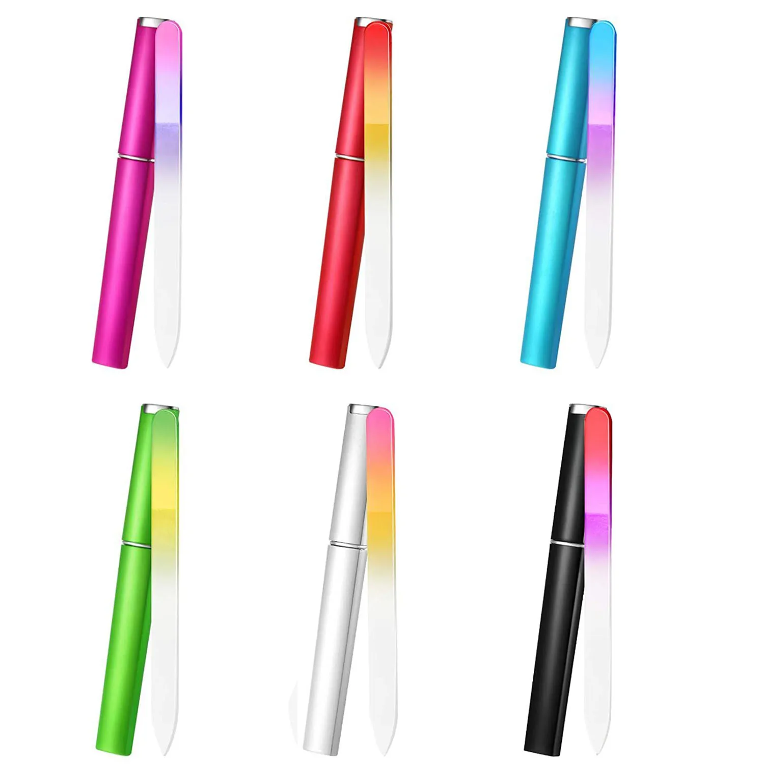 Factory  Sale Rainbow Color Customized Logo Crystal Glass Nail File With case