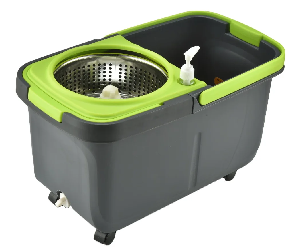 Detachable washing spinner spin magic mop 360 wheels with microfiber refill and SS pole