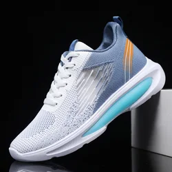 2022 new style breathable mesh and flyingknit running shoes cheap wholesale thin summer sports shoes
