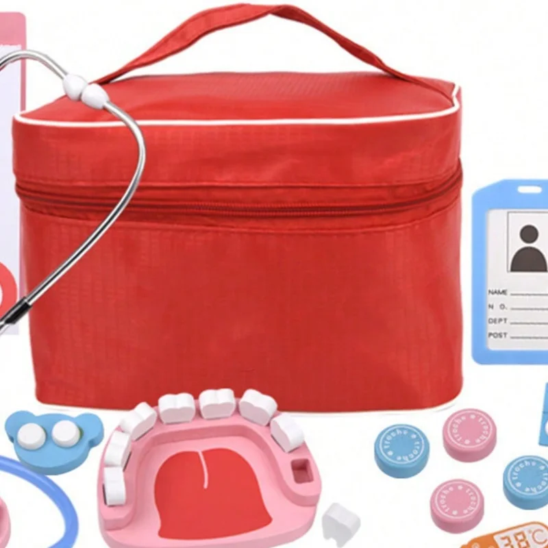 Wooden Role Play Game Doctors Kit Play Set Children Simulation Pretend Toys For kids