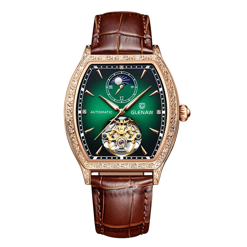 Watch Manufacturer New Arrival Automatic Mechanical Movement Watch High Quality Leather Skeleton Watch Men