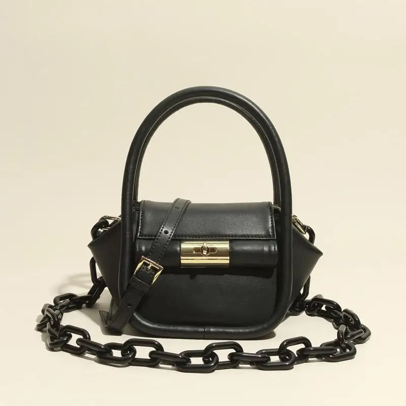 2021 New simple European and American chic design double handle gold buckle handbag woman one-shoulder cross-body bag for woman