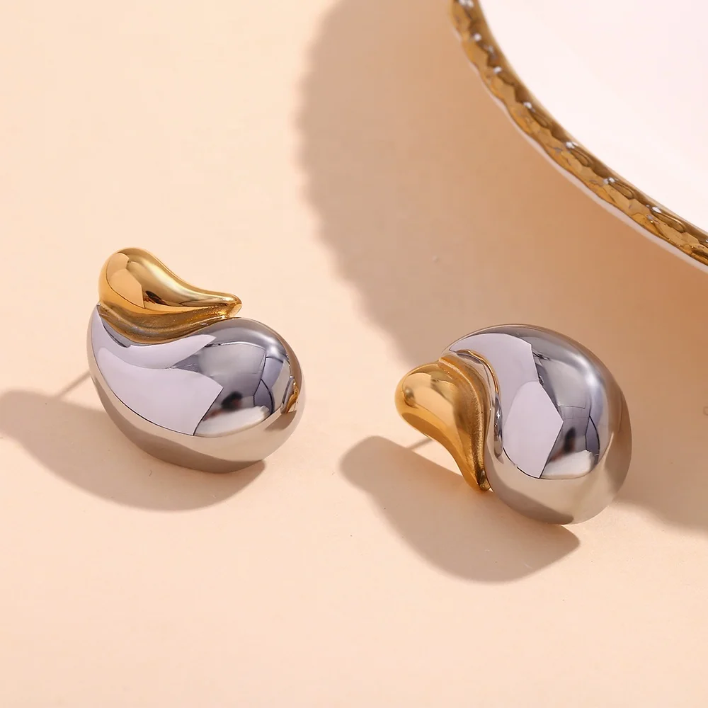 Summer Hot Water Drop Stud Earrings Mix Color Gold Plated Jewelry Tarnish Free Stainless Steel Jewelry