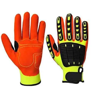 Oilfield Mining Sandy Nitrile Coated Shock Vibration Cut Resistant Level 5 Work TPR Glove Anti High Impact Gloves Mechanic Glove