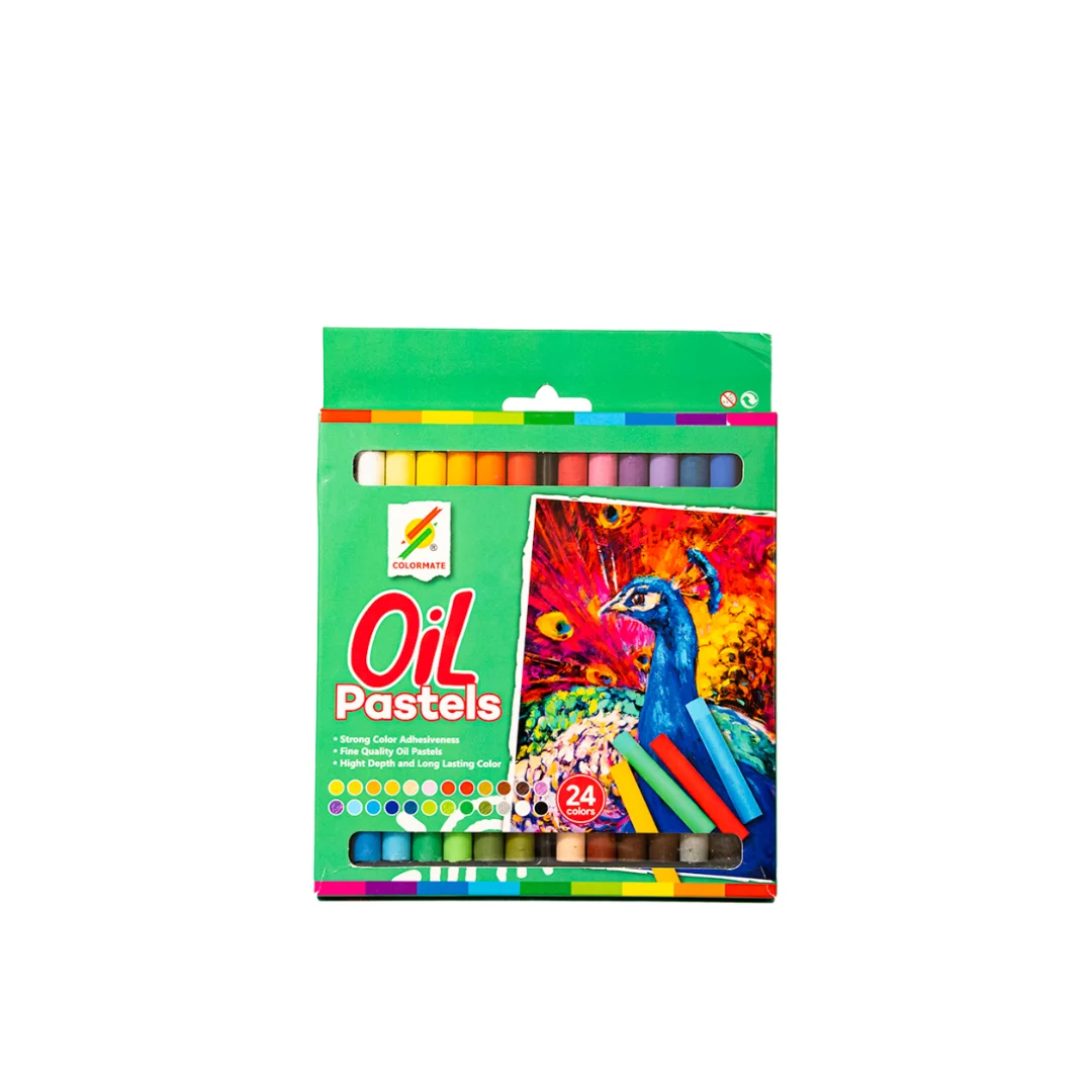 24-Color Variety Set of Soft Pastel Jumbo Oil Pastels Good Color Display Wax Crayons for Artist Painting and Coloring